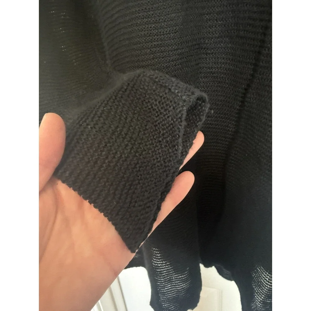 Ralph Lauren 100% Linen Light Sweater Black V-Neck Oversized  Small Prep Beach